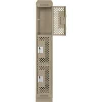 Clean Line Lockers, 3 -tier, 12" x 15" x 82", Steel, Beige, Rivet (Assembled), Perforated Kelford