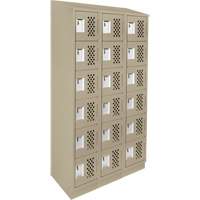 Assembled Lockerettes Clean Line Perforated Economy Lockers, 6 -tier, Bank of 3, 18" x 72" x 12", Steel Kelford