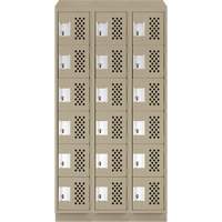 Assembled Lockerettes Clean Line Perforated Economy Lockers, 6 -tier, Bank of 3, 18" x 72" x 12", Steel Kelford
