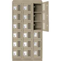 Assembled Lockerettes Clean Line Perforated Economy Lockers, 6 -tier, Bank of 3, 18" x 72" x 12", Steel Kelford