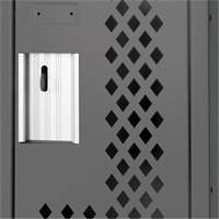 Clean Line™ Lockers, Bank of 2, 24" x 12" x 72", Steel, Charcoal, Rivet (Assembled), Perforated FK345 | Kelford