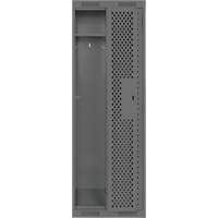 Clean Line™ Lockers, Bank of 2, 24" x 15" x 72", Steel, Charcoal, Rivet (Assembled), Perforated FK813 | Kelford