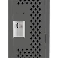 Clean Line™ Lockers, Bank of 2, 24" x 12" x 72", Steel, Charcoal, Rivet (Assembled), Perforated FK345 | Kelford