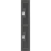 Clean Line Lockers, 2 -tier, 12" x 15" x 72", Steel, Charcoal, Rivet (Assembled), Perforated Kelford