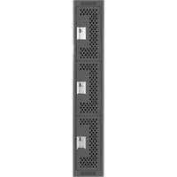 Clean Line Lockers, 3 -tier, 12" x 12" x 72", Steel, Charcoal, Rivet (Assembled), Perforated Kelford