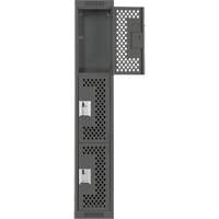 Clean Line Lockers, 3 -tier, 12" x 12" x 72", Steel, Charcoal, Rivet (Assembled), Perforated Kelford
