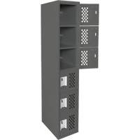 Assembled Lockerettes Clean Line Perforated Economy Lockers, 6 -tier, 18" x 72" x 12", Steel Kelford