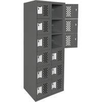 Assembled Lockerettes Clean Line Perforated Economy Lockers, 6 -tier, Bank of 2, 18" x 72" x 12", Steel Kelford