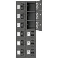 Assembled Lockerettes Clean Line Perforated Economy Lockers, 6 -tier, Bank of 2, 18" x 72" x 12", Steel Kelford