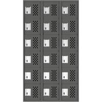 Assembled Lockerettes Clean Line Perforated Economy Lockers, 6 -tier, Bank of 3, 18" x 72" x 12", Steel Kelford