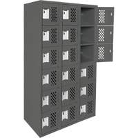 Assembled Lockerettes Clean Line Perforated Economy Lockers, 6 -tier, Bank of 3, 18" x 72" x 12", Steel Kelford