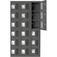 Assembled Lockerettes Clean Line Perforated Economy Lockers, 6 -tier, Bank of 3, 18" x 72" x 12", Steel Kelford