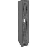Clean Line Lockers, 12" x 15" x 76", Steel, Charcoal, Rivet (Assembled), Perforated Kelford