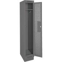Clean Line Lockers, 12" x 15" x 76", Steel, Charcoal, Rivet (Assembled), Perforated Kelford
