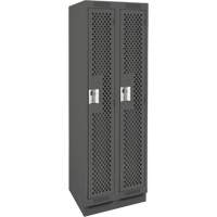 Clean Line Lockers, Bank of 2, 24" x 15" x 76", Steel, Charcoal, Rivet (Assembled), Perforated Kelford