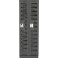 Clean Line Lockers, Bank of 2, 24" x 15" x 76", Steel, Charcoal, Rivet (Assembled), Perforated Kelford