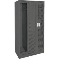 Clean Line Lockers, Bank of 3, 36" x 15" x 76", Steel, Charcoal, Rivet (Assembled), Perforated Kelford