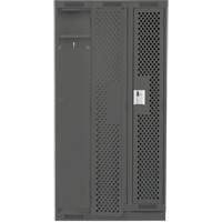Clean Line Lockers, Bank of 3, 36" x 15" x 76", Steel, Charcoal, Rivet (Assembled), Perforated Kelford