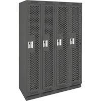Clean Line Lockers, Bank of 4, 48" x 15" x 76", Steel, Charcoal, Rivet (Assembled), Perforated Kelford