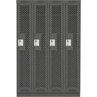 Clean Line Lockers, Bank of 4, 48" x 15" x 76", Steel, Charcoal, Rivet (Assembled), Perforated Kelford