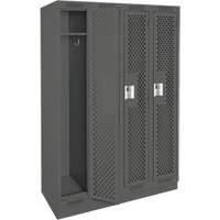 Clean Line Lockers, Bank of 4, 48" x 15" x 76", Steel, Charcoal, Rivet (Assembled), Perforated Kelford