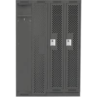 Clean Line Lockers, Bank of 4, 48" x 15" x 76", Steel, Charcoal, Rivet (Assembled), Perforated Kelford