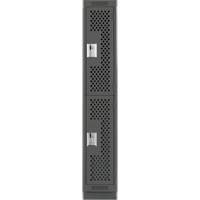Clean Line Lockers, 2 -tier, 12" x 15" x 76", Steel, Charcoal, Rivet (Assembled), Perforated Kelford