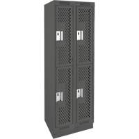 Clean Line Lockers, 2 -tier, Bank of 2, 24" x 15" x 76", Steel, Charcoal, Rivet (Assembled), Perforated Kelford