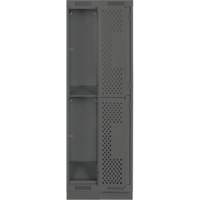 Clean Line Lockers, 2 -tier, Bank of 2, 24" x 15" x 76", Steel, Charcoal, Rivet (Assembled), Perforated Kelford