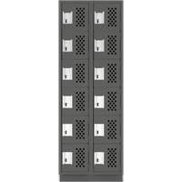 Assembled Lockerettes Clean Line Perforated Economy Lockers, 6 -tier, Bank of 2, 18" x 72" x 12", Steel Kelford