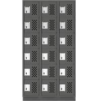 Assembled Lockerettes Clean Line Perforated Economy Lockers, 6 -tier, Bank of 3, 18" x 72" x 12", Steel Kelford