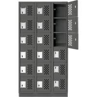 Assembled Lockerettes Clean Line Perforated Economy Lockers, 6 -tier, Bank of 3, 18" x 72" x 12", Steel Kelford