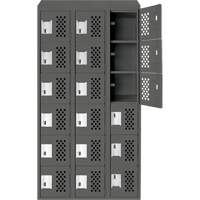 Assembled Lockerettes Clean Line Perforated Economy Lockers, 6 -tier, Bank of 3, 18" x 72" x 12", Steel Kelford