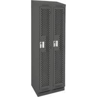 Clean Line Lockers, Bank of 2, 24" x 12" x 82", Steel, Charcoal, Rivet (Assembled), Perforated Kelford