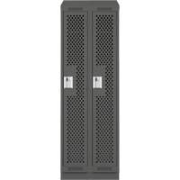 Clean Line Lockers, Bank of 2, 24" x 12" x 82", Steel, Charcoal, Rivet (Assembled), Perforated Kelford