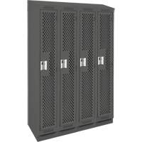 Clean Line Lockers, Bank of 4, 48" x 12" x 82", Steel, Charcoal, Rivet (Assembled), Perforated Kelford