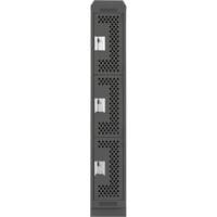 Clean Line Lockers, 3 -tier, 12" x 18" x 82", Steel, Charcoal, Rivet (Assembled), Perforated Kelford