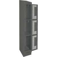 Clean Line Lockers, 3 -tier, 12" x 18" x 82", Steel, Charcoal, Rivet (Assembled), Perforated Kelford