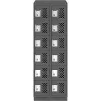 Assembled Lockerettes Clean Line Perforated Economy Lockers, 6 -tier, Bank of 2, 18" x 72" x 12", Steel Kelford