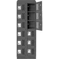 Assembled Lockerettes Clean Line Perforated Economy Lockers, 6 -tier, Bank of 2, 18" x 72" x 12", Steel Kelford