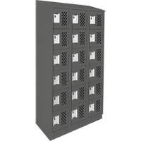 Assembled Lockerettes Clean Line Perforated Economy Lockers, 6 -tier, Bank of 3, 18" x 72" x 12", Steel Kelford