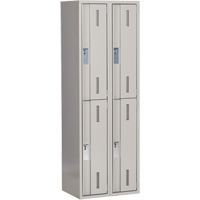Concorde Heavy-Duty Lockers, 2 -tier, Bank of 2, 24" x 18" x 72", Steel, Grey, Welded (Assembled) Kelford