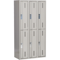 Concorde Heavy-Duty Lockers, 2 -tier, Bank of 3, 36" x 18" x 72", Steel, Grey, Welded (Assembled) Kelford