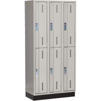Concorde Heavy-Duty Lockers, 2 -tier, Bank of 3, 36" x 18" x 76", Steel, Grey, Welded (Assembled) Kelford