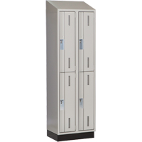 Concorde Heavy-Duty Lockers, 2 -tier, Bank of 2, 24" x 18" x 82", Steel, Grey, Welded (Assembled) Kelford