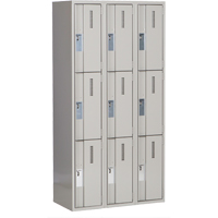 Concorde Heavy-Duty Lockers, 3 -tier, Bank of 3, 36" x 18" x 72", Steel, Grey, Welded (Assembled) Kelford