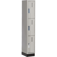 Concorde Heavy-Duty Lockers, 3 -tier, 12" x 18" x 76", Steel, Grey, Welded (Assembled) Kelford