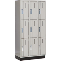 Concorde Heavy-Duty Lockers, 3 -tier, Bank of 3, 36" x 18" x 76", Steel, Grey, Welded (Assembled) Kelford