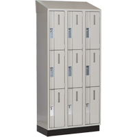 Concorde Heavy-Duty Lockers, 3 -tier, Bank of 3, 36" x 18" x 82", Steel, Grey, Welded (Assembled) Kelford