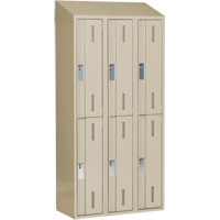Concorde Heavy-Duty Lockers, 2 -tier, Bank of 3, 36" x 18" x 78", Steel, Beige, Welded (Assembled) Kelford